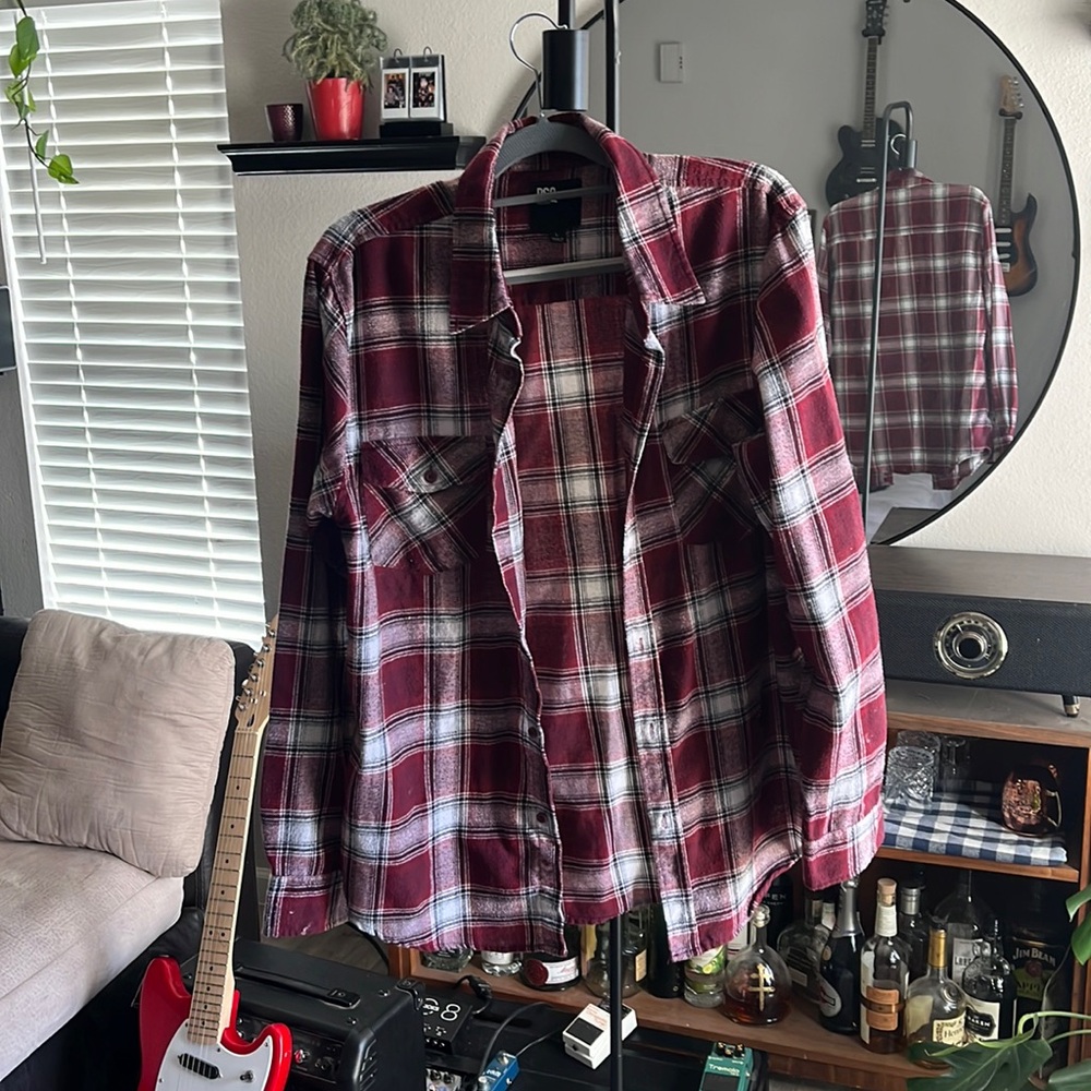 RSQ flannel shirt. Red, white and black plaid. Size Large